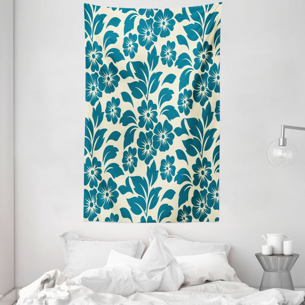 ABAKUHAUS Shabby Chic Wandteppich und Tagesdecke, Blumen-Blüte Frühling aus Weiches Mikrofaser Stoff Waschbar ohne Verblassen Digitaldruck, 140 x...