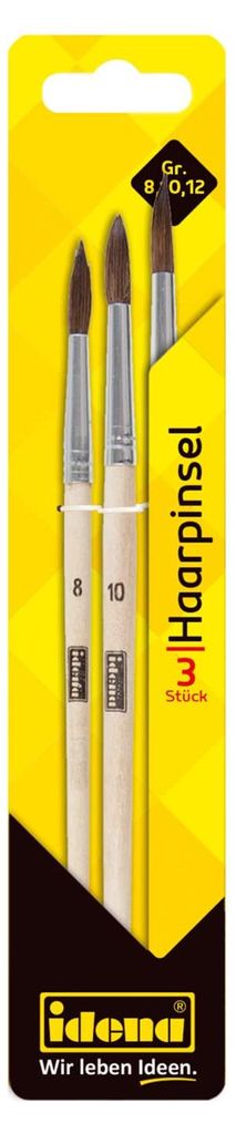 Idena Haarpinsel Set 3er Größen 8 10 12 Künstlerpinsel Produktbild 
