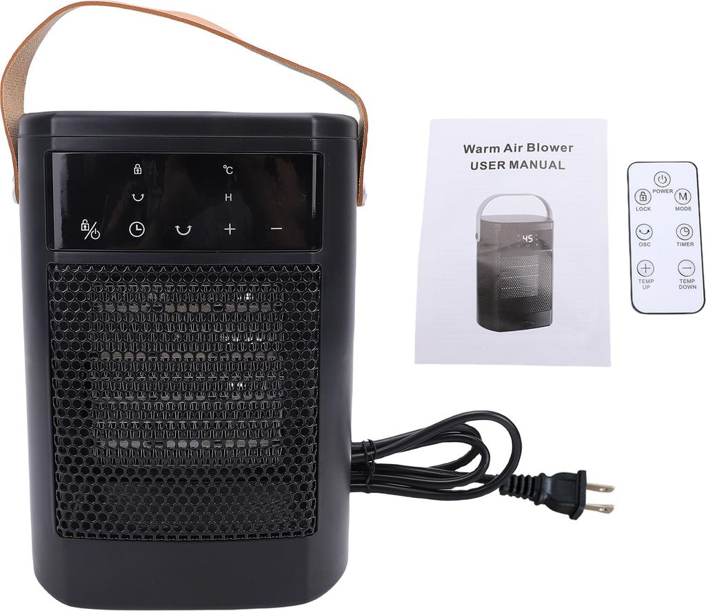 1500W Tragbare Tischheizung mit Digitalanzeige, Elektrische Raumheizung mit PTC-Keramik-Schnellheizung, 20-45°C einstellbar, 70° Oszillation,