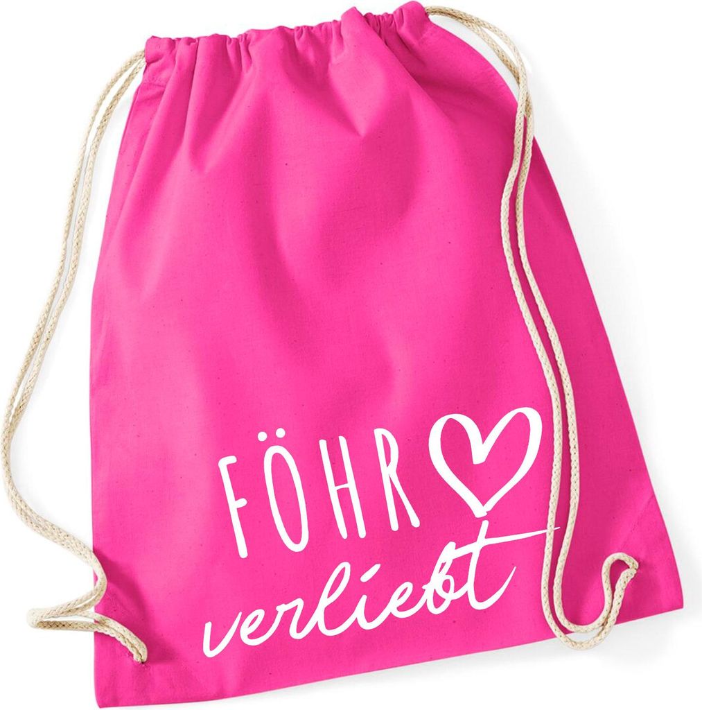 Huuraa Turnbeutel Föhr verliebt 12 Liter Fuchsia Baumwolle Rucksack Geschenkidee