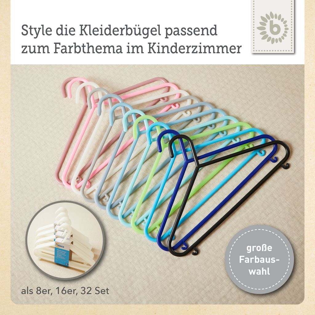Bieco Kleiderbügel Kinder 32 St. Weiß | Länge ca. 30 cm | Produktbild 6