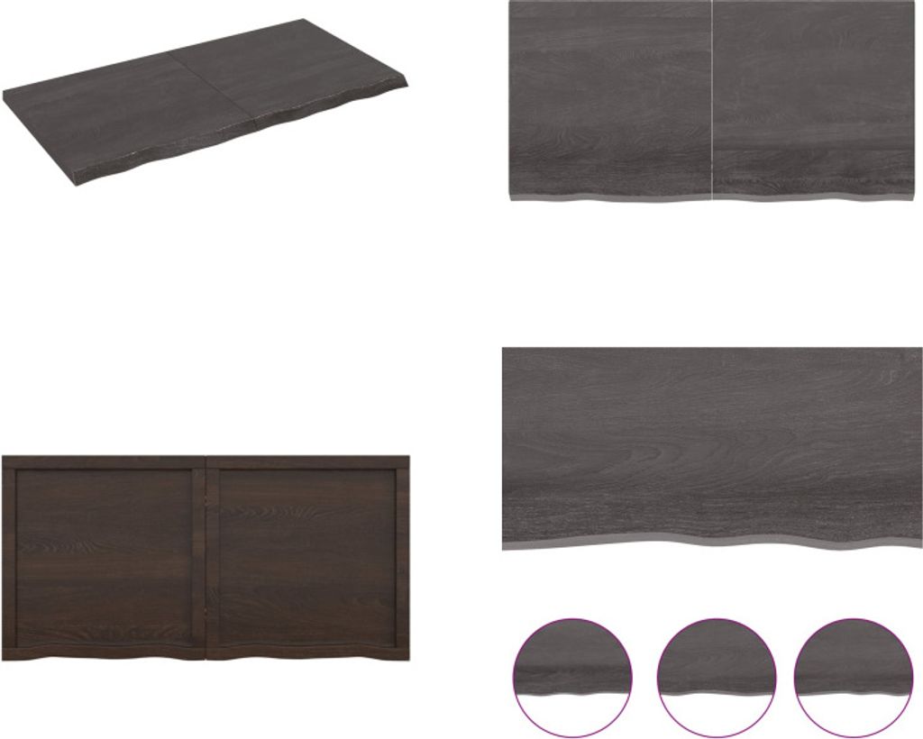 vidaXL Wandregal Dunkelbraun 120x60x(2 4)cm Massivholz Eiche Behandelt - Wandregal - Wandregale - Wandboard - Hängeregal