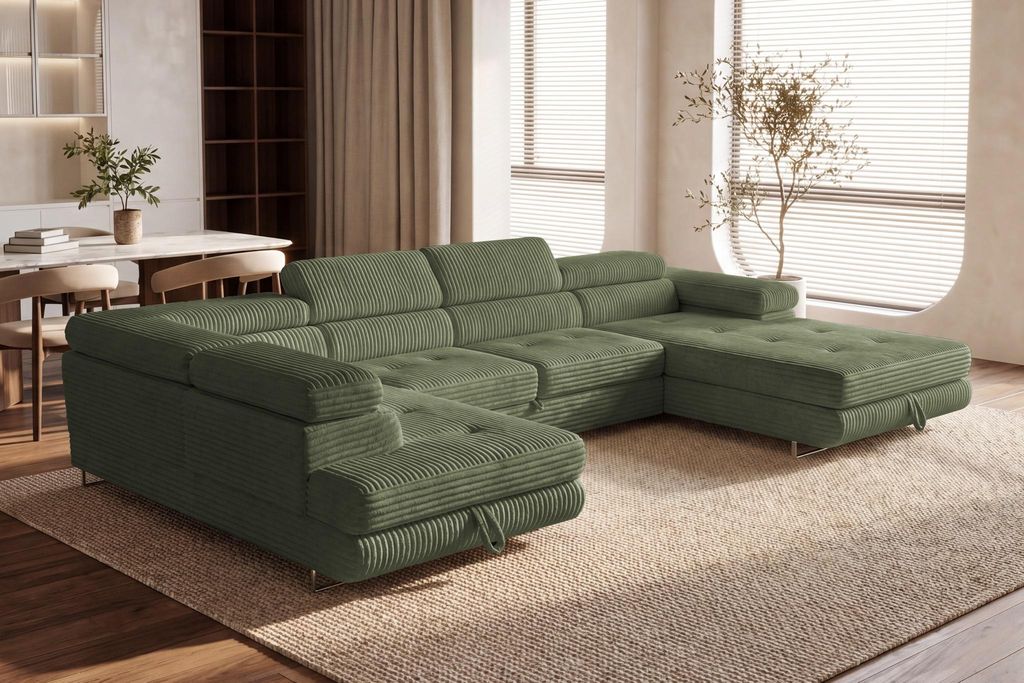 Wohnlandschaft Cordo U-Form XXL 345 cm Schlaffunktion 2 Produktbild 
