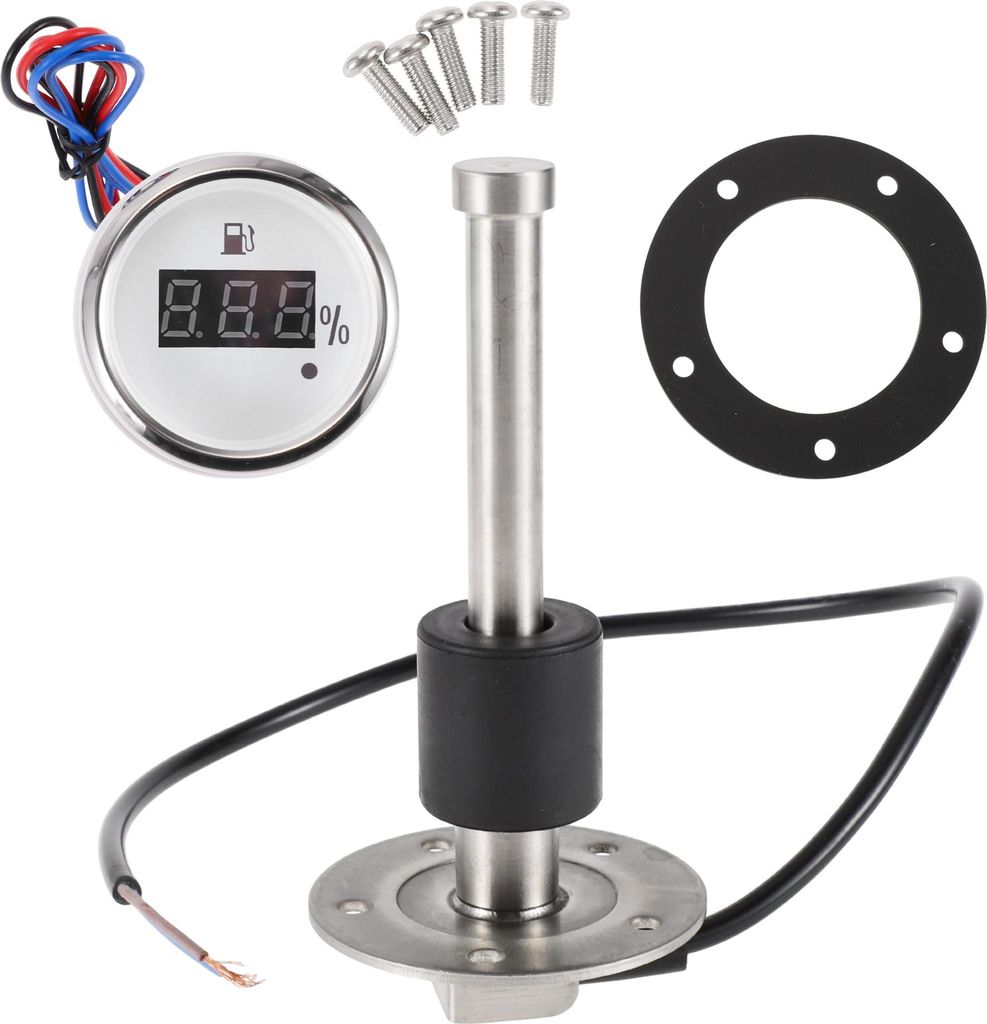 1 Set Kraftstoffstandsensor mit Kraftstoffanzeige Boot-Kraftstoff-Sendeeinheit Marine-Kraftstoff-Sendeeinheit Metall Silberton Weiß 0-190 Ohm 140mm