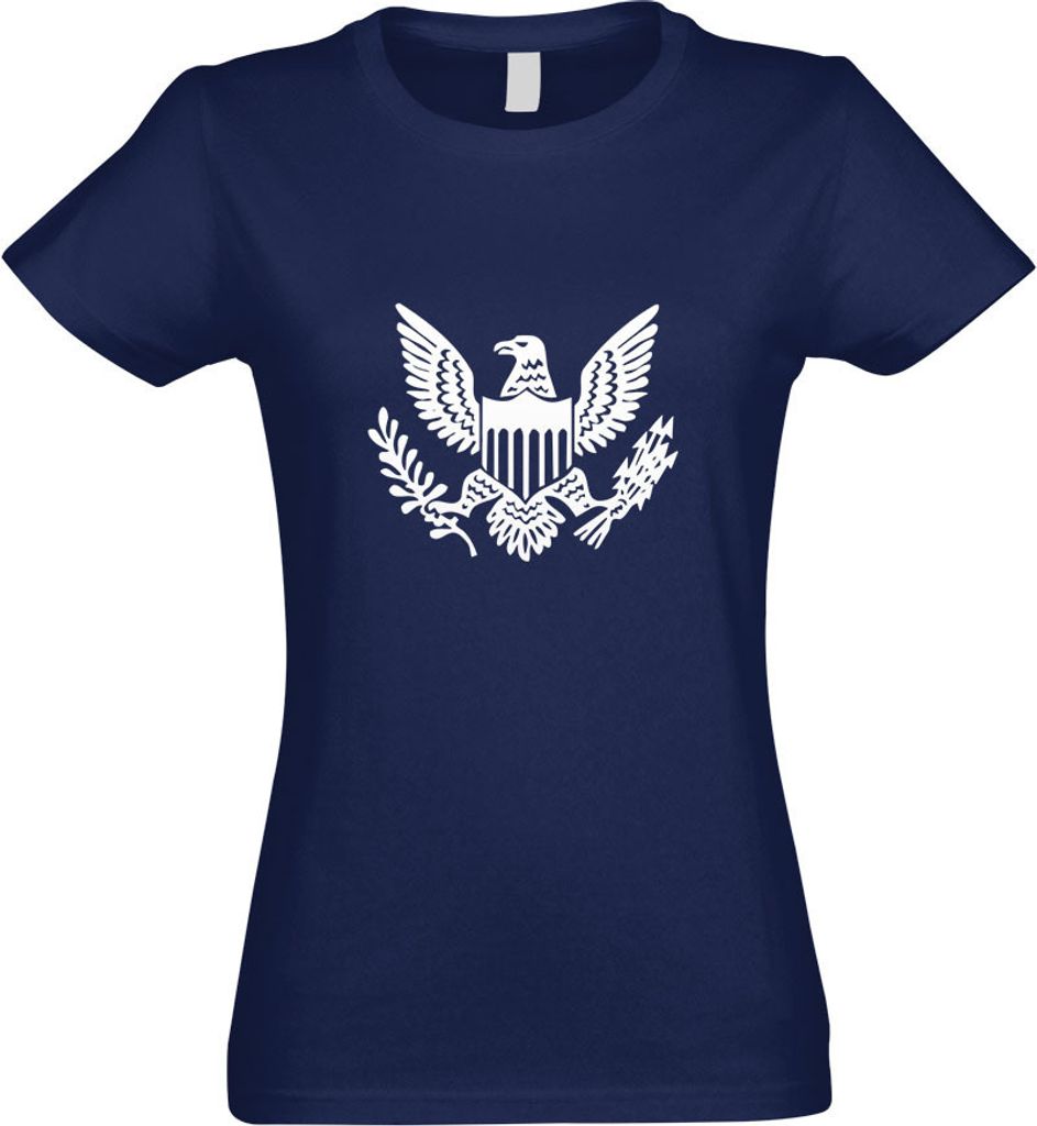 Kiwistar - T-Shirt tailliert - Damen - Navy - Großes Siegel Vereinigten Staaten - mit Motiv Bedruckt - Funshirt Design - Sport - Freizeit - Damen ...