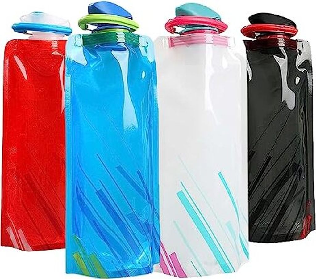 700 ml faltbare Trinkflasche, 4 Wasserflaschen, wiederverwendbares Festival Wandern, Abenteuer, Reise