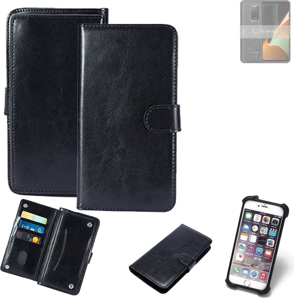 K-S-Trade 360° Hülle kompatibel mit Ulefone Armor 17 Pro schwarz Kunstleder Case BookCase WalletCase Kunstlederederhülle Handyhülle, Rundumschutz