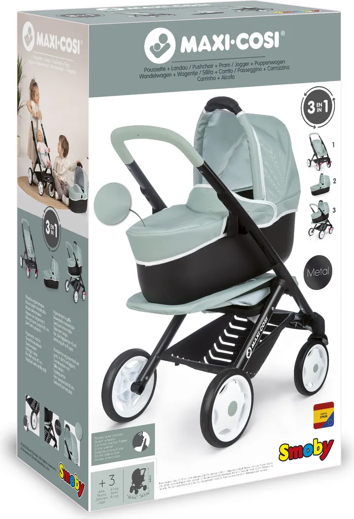 Poussette Landau Poupée Smoby : Le Jouet 3 en 1 Robuste et Maniable