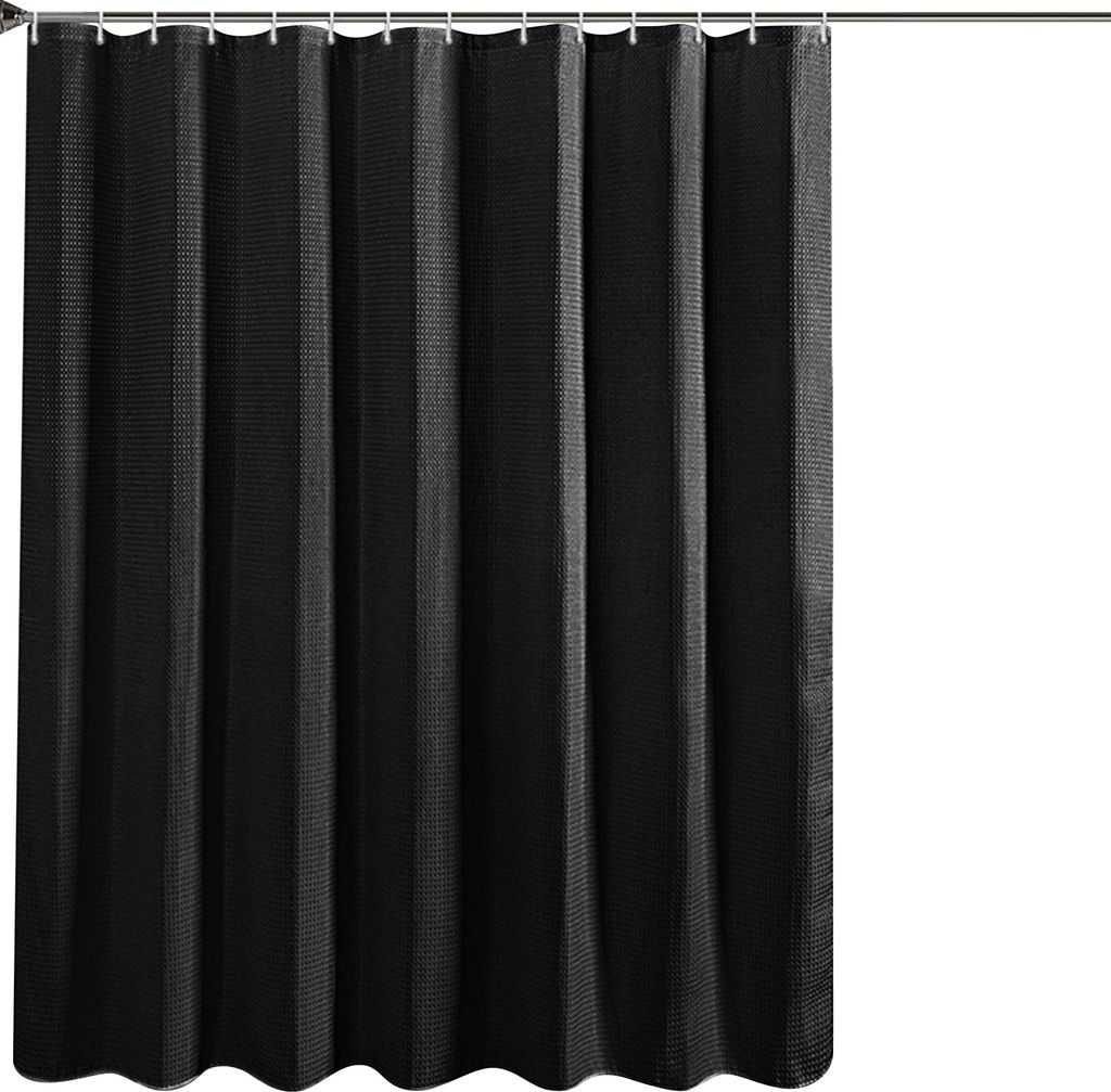 MODFU Waffel Duschvorhang mit 12 Stück Metall Duschvorhangringe Stoff Textil Badewannenvorhang Anti Schimmel Bad Vorhang Set Wasserdicht Badewanne...