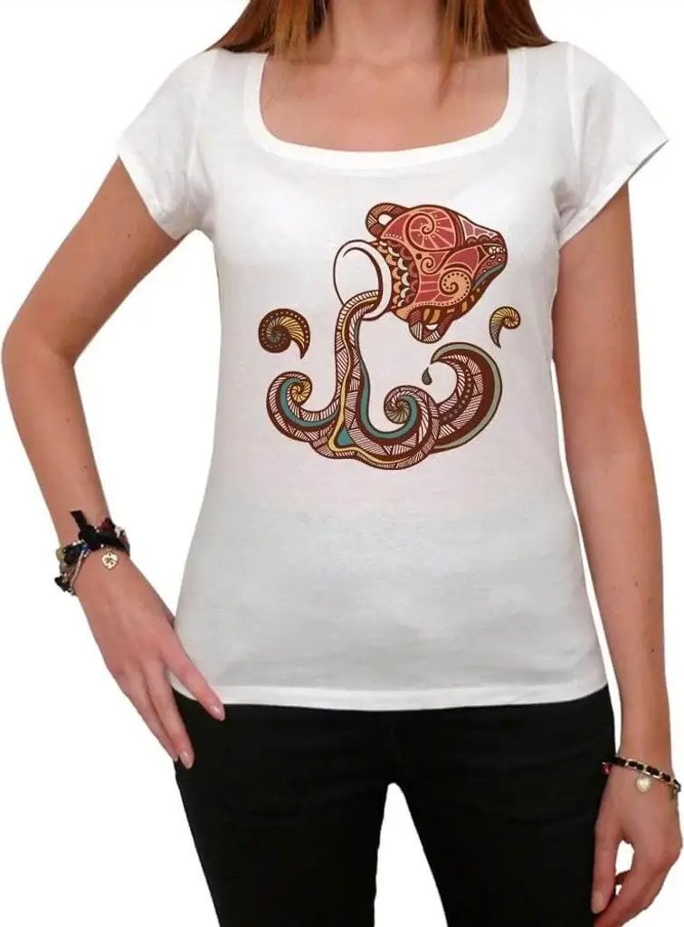 Damen Grafik T-Shirt Tierkreiszeichen Wassermann – Aquarius Zodiac Sign – Öko-Verantwortlich Vintage Jahrgang Kurzarm Lustige Druck Geburtstag