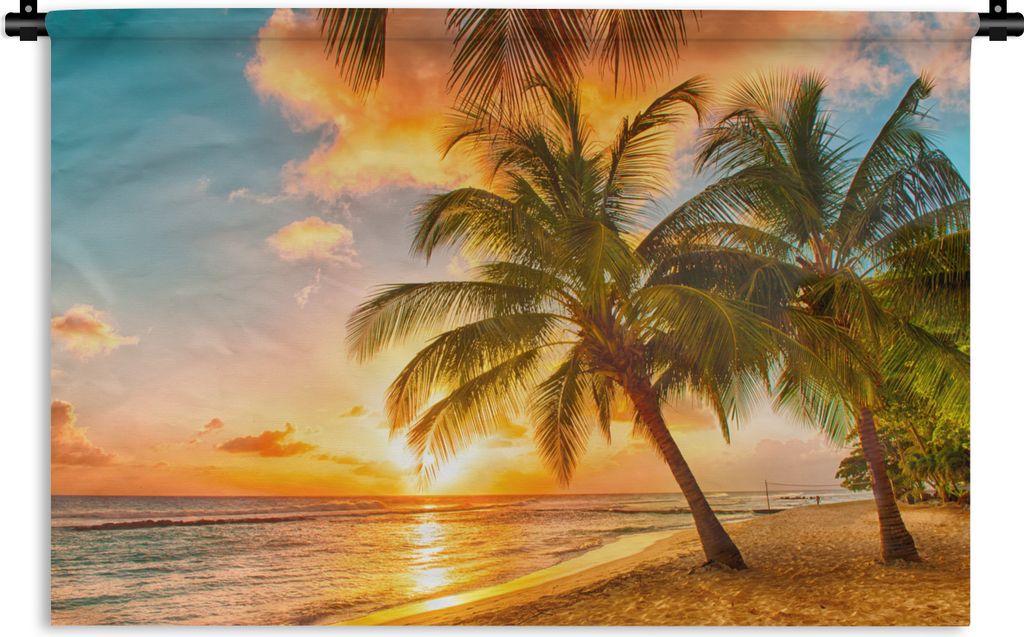 MuchoWow Wandteppich Wandbehang Strand - Meer - Gold - Sonnenuntergang 60x40 cm Tapisserie Dekoration Wandtuch - Wanddekorationen