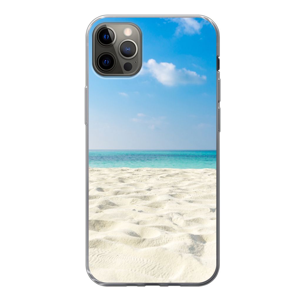 MuchoWow Handyhülle Schutzhülle Hülle für iPhone 13 Pro Max Tropisch - Strand - Meer Silikon Softcase Handy Hülle - Mobiltelefon