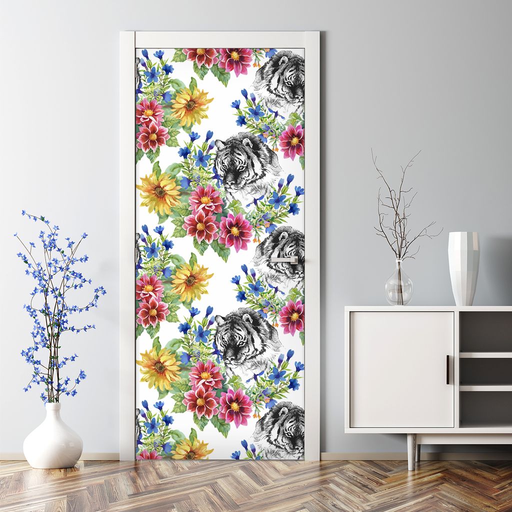 Dekorative Türtapete Türposter selbstklebend Klebefolie Tropische Pflanzen 70 x 200 cm