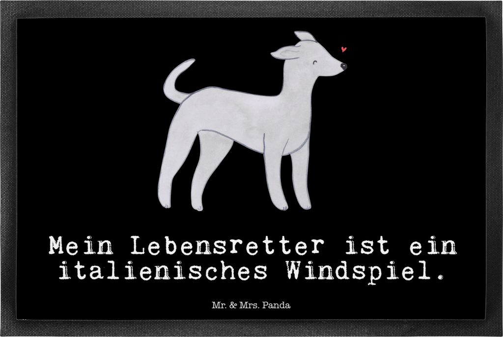 Mr. & Mrs. Panda Schmutzmatte Italienisches Windspiel Lebensretter 40 x 60 cm - Schwarz - Geschenk, Fussmatte, Italian Greyhound, Bodenvorleger, fu...