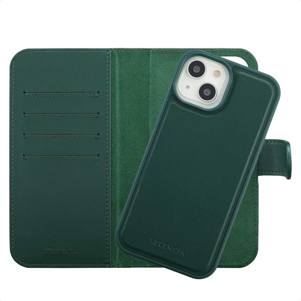 Selencia Olyn Abnehmbare Bookcase mit MagSafe iPhone 15 - Grün