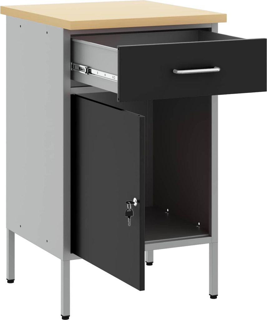 vidaXL Werkbank mit Schubladen Schwarz und Grau 50 x 55 x 85 cm