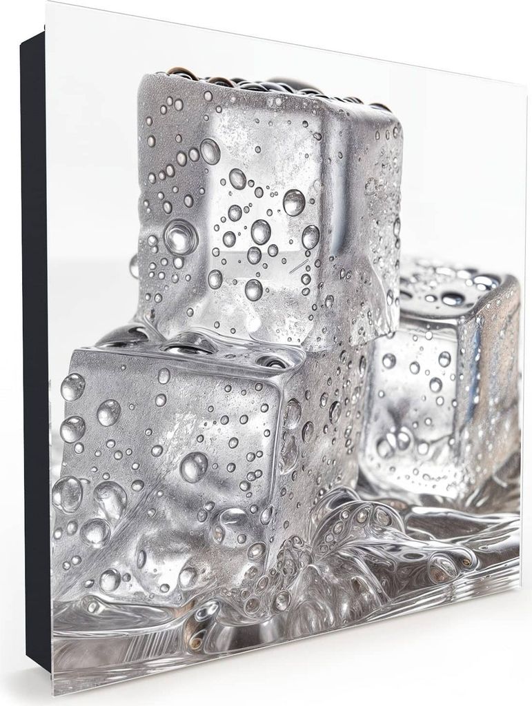 Nachbildung-Schlüsselkasten, Magnetpinnwand und Memoboard mit Glasfront Motiv Eiswuerfel