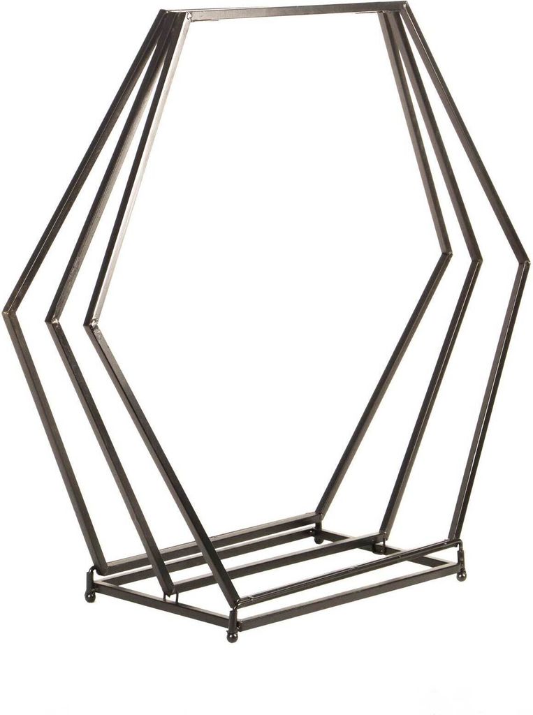 UNUS Holzhalter 6 eckig schwarz klein Holz Dekoration Deko Brennholz Kamin Ofen