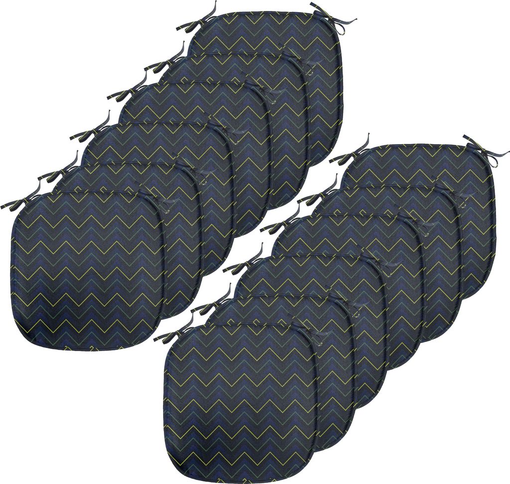 ABAKUHAUS Dunkelblau Polster für Esszimmerstühle, Chevron Neon-Effekt, Dekoratives wasserfestes Kissen mit Riemen für Küchensitze, 40 cm x 40 c...