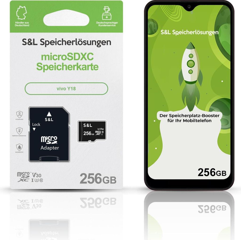 microSD Speicherkarte S&L für vivo Y18 - Speicherkapazität: 256 GB