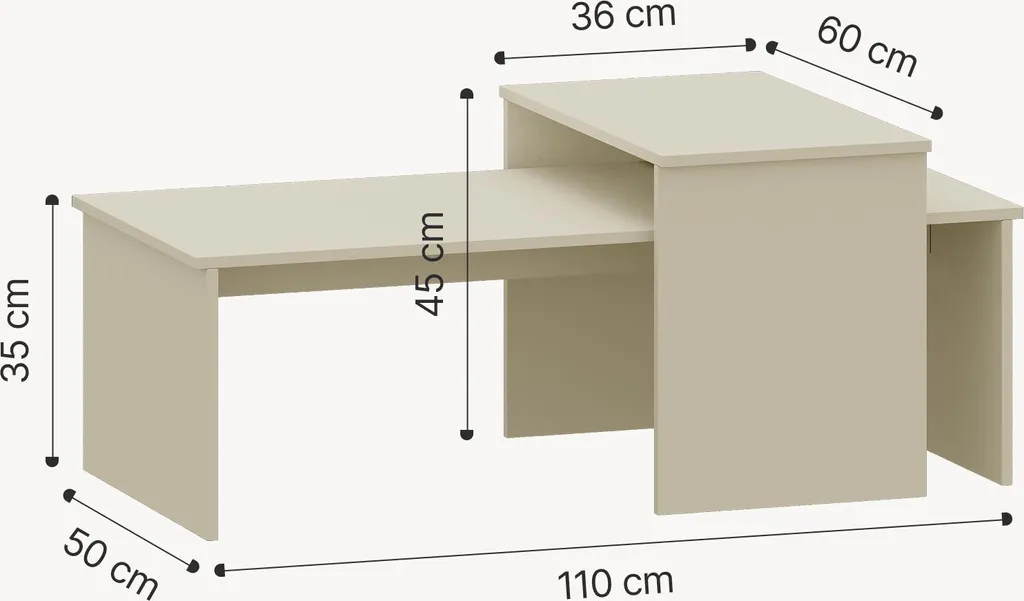 Tables basses modulables Sotapim sable pour optimiser votre salon - 7