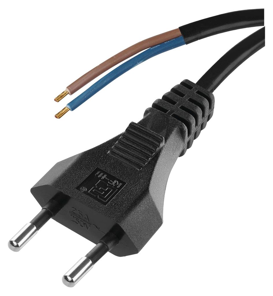 EMOS Euro-Zuleitung 5m, Netzkabel, Anschlusskabel schwarz/Verbindungskabel für Haushaltsgeräte mit Euro-Stecker, 2x 0,75 mm, H03VVH2-F Kunststoff...