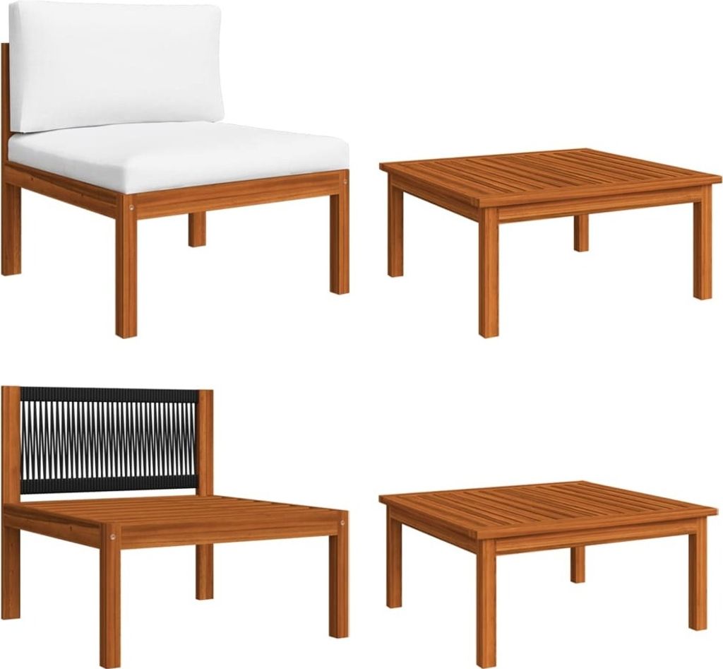 The Living Store 2-tlg. Garten-Lounge-Set mit Auflagen Massivholz Akazie