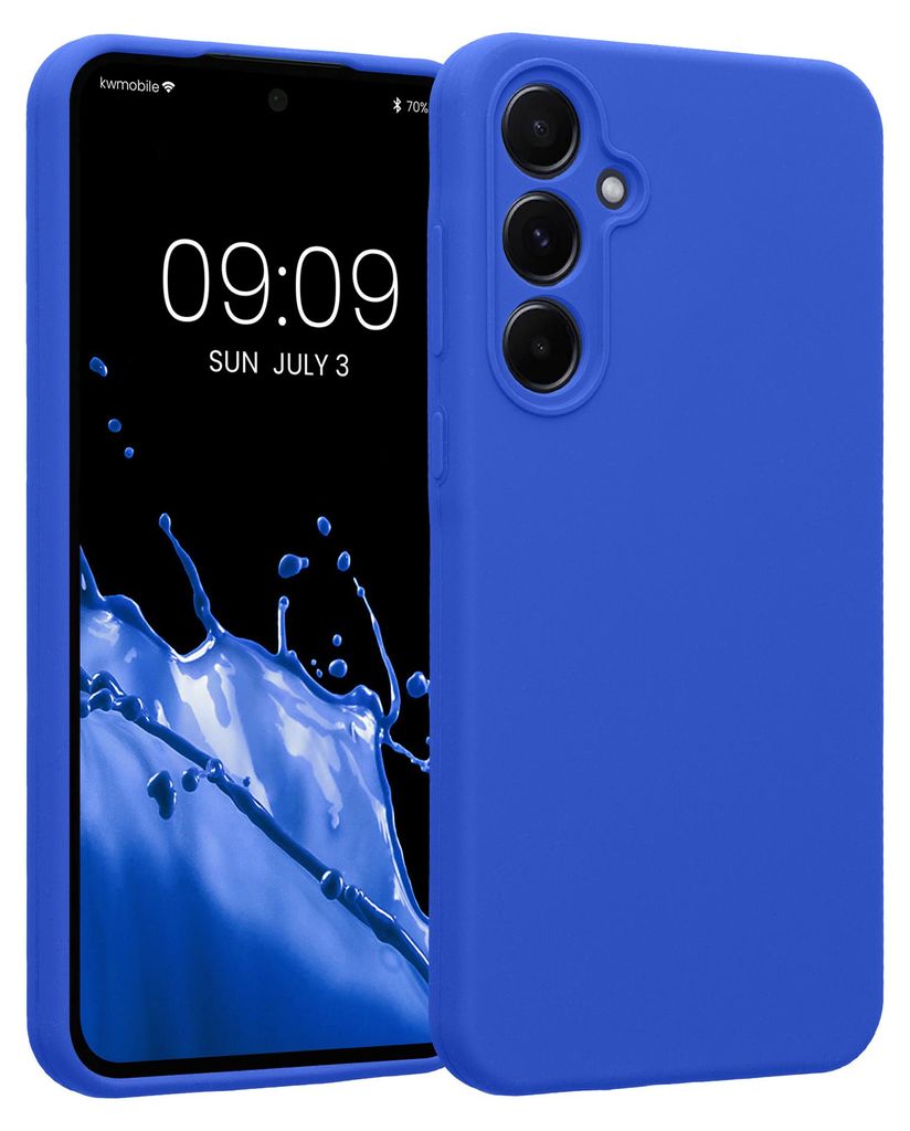 kwmobile Hülle kompatibel mit Samsung Galaxy A55 5G - Hülle Silikon gummiert - Handyhülle - Handy Case in Baltik Blau