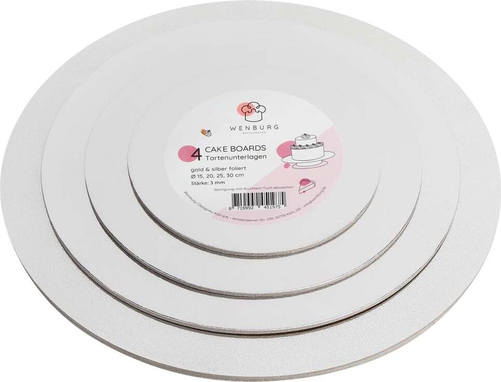 Wenburg Tortenplatten 4er-Set Silber und Gold