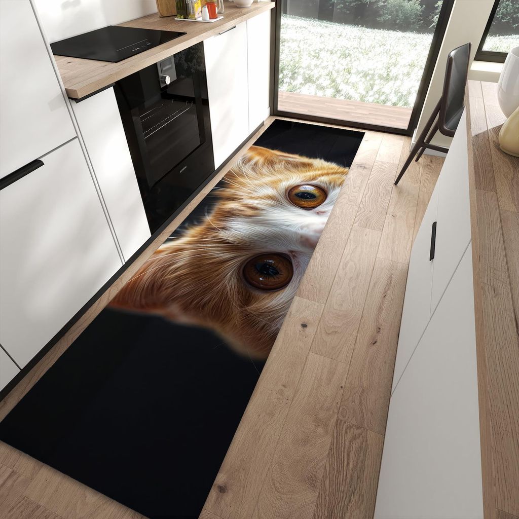 Küchenteppich 80x300cm rutschfest & abwischbar PVC Läufer - Sanfte Katzenaugen