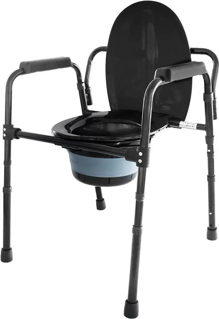 Chaise de toilettes sécurisée : la solution contre les chutes en noir 3 en 1