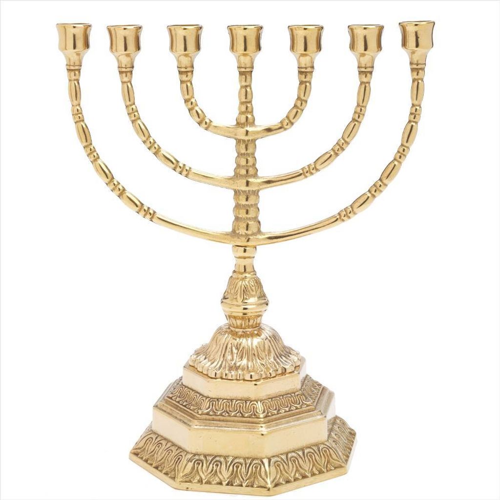 35cm Menorah Kerzenleuchter Groß Gold 7er Kerzenständer Messing 2881