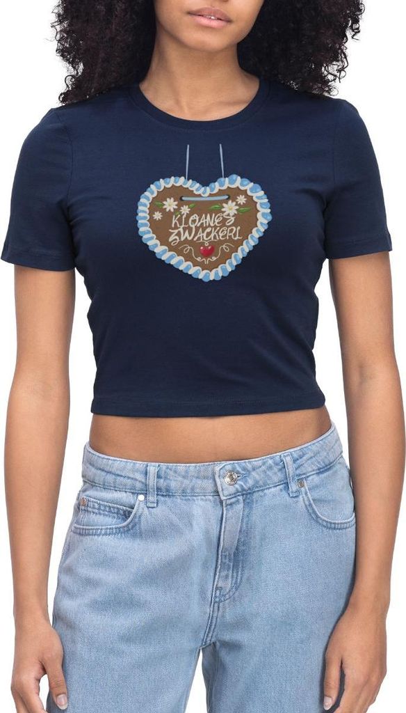 Spreadshirt Lebkuchenherz design Kloane’s Zwackerl Crop Top, XS, Light Navy