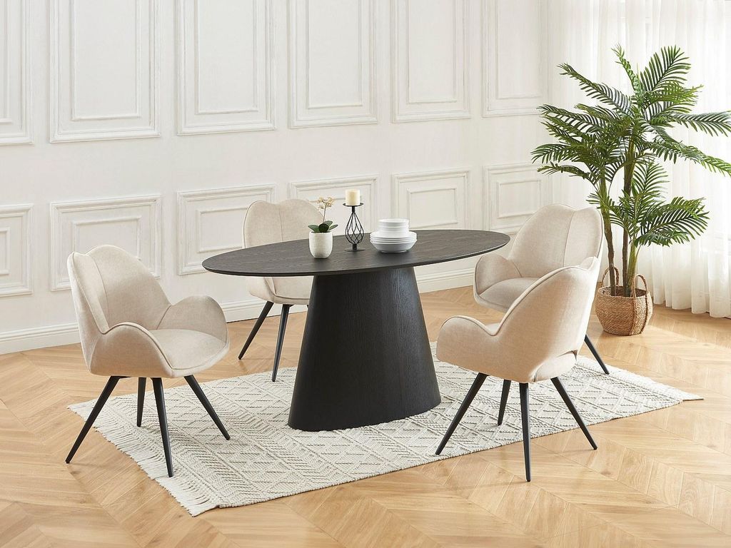2er-Set Drehstühle mit Stoff und schwarzen Metallarmlehnen - Beige - GULSUN von Maison Céphy