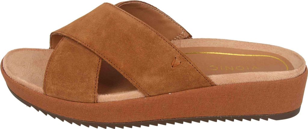 Vionic Pantoletten in Übergrößen Braun Hayden Suede Toffee große Damenschuhe