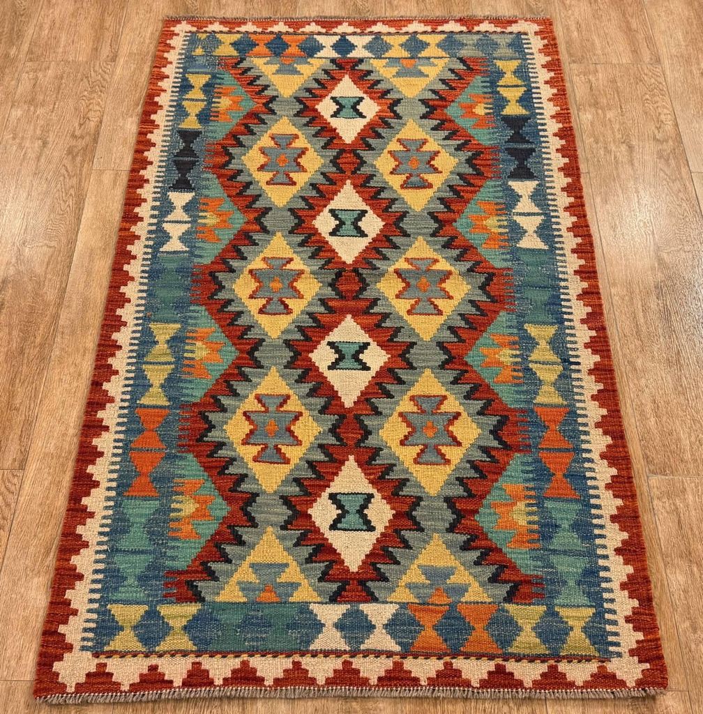 Teppich KELIM ORIGINAL | Farbe: Multi; Größe: 84x127 cm | strapazierfähig und leicht zu reinigen | Wohnzimmer | Schlafzimmer