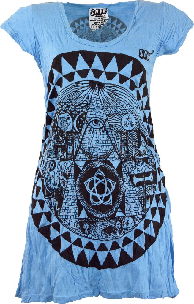Sure Long Shirt, Minikleid Mandala - Hellblau, Damen, Baumwolle, Größe: S