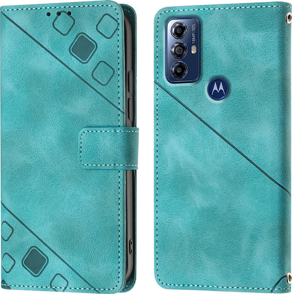 Hülle für Motorola Moto G Play 2023/G Power 2022 Prägung Flip Leder Brieftasche Schutzhülle mit Ständer Grün