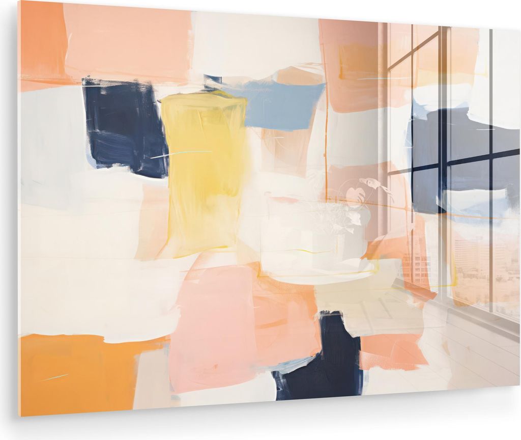 MuchoWow Glasbilder - Bilder auf Wandbild - Foto auf Glas Kunst - Abstrakt - Rosa - Pastell 120x80 cm Wanddekoration aus Glas - Acrylglasbild - Acr...