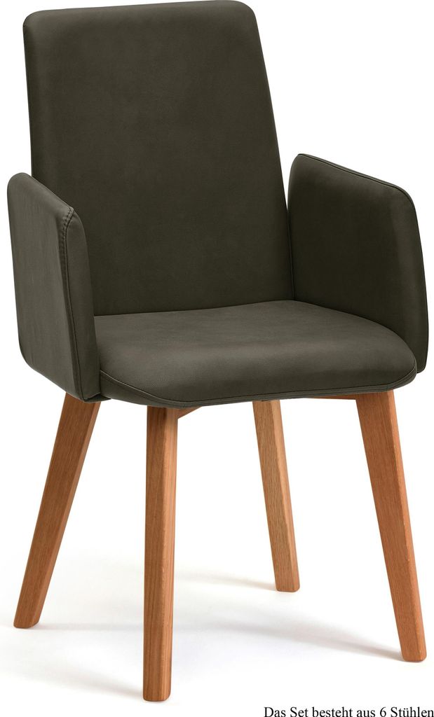 Armlehnstuhl (6er-Set) Darcie 52x92x60 Eiche geölt/Khaki