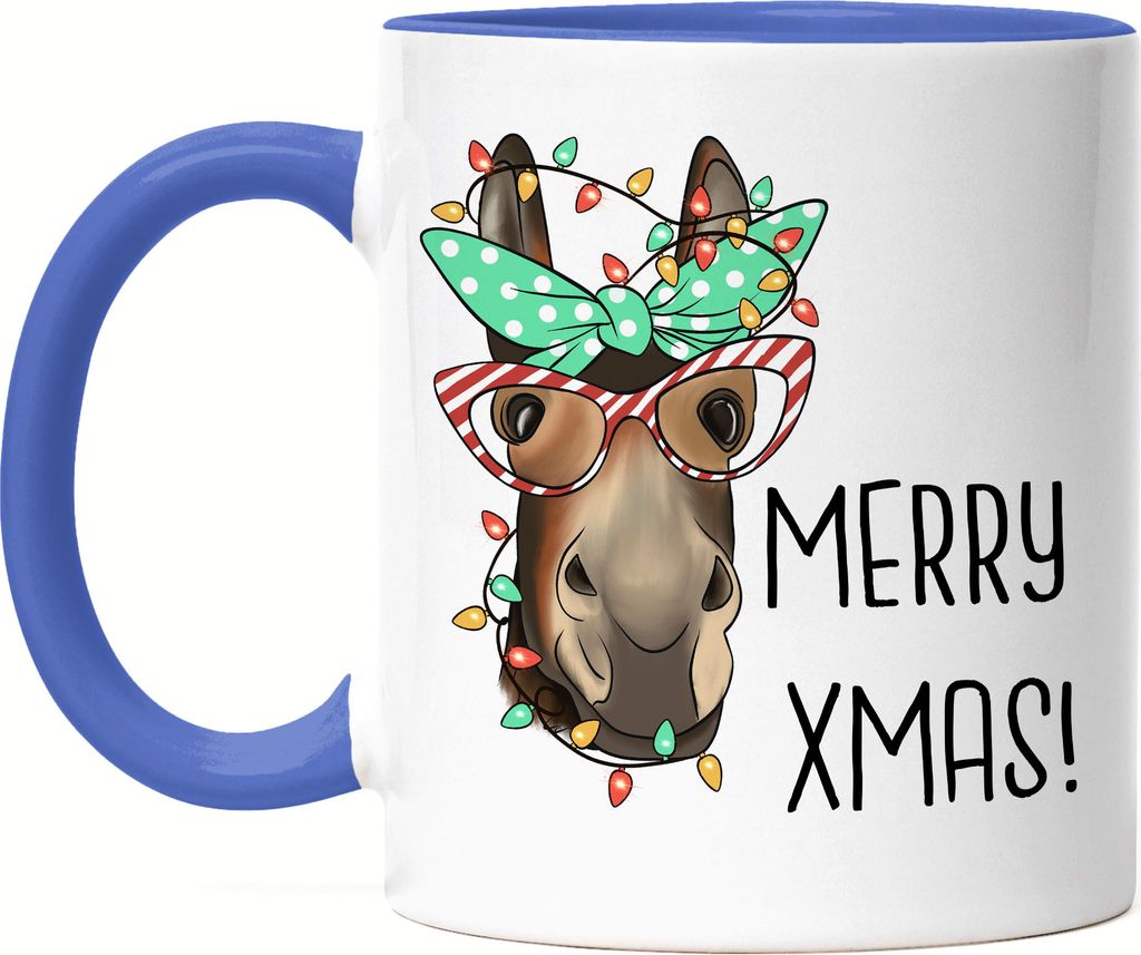 Merry Xmas Tasse Blau Weihnachten Merry Christmas Frohe Weihnachten Weihnachtszeit Heilig Abend