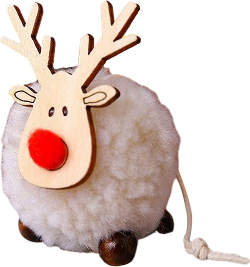 Weihnachtselch-Plüschpuppe, Hängeornament, bunte hölzerne Mini-Hirschpuppe, Neujahr, Weihnachtsfeier, Heimdekoration, Weihnachtsgeschenk, weiß