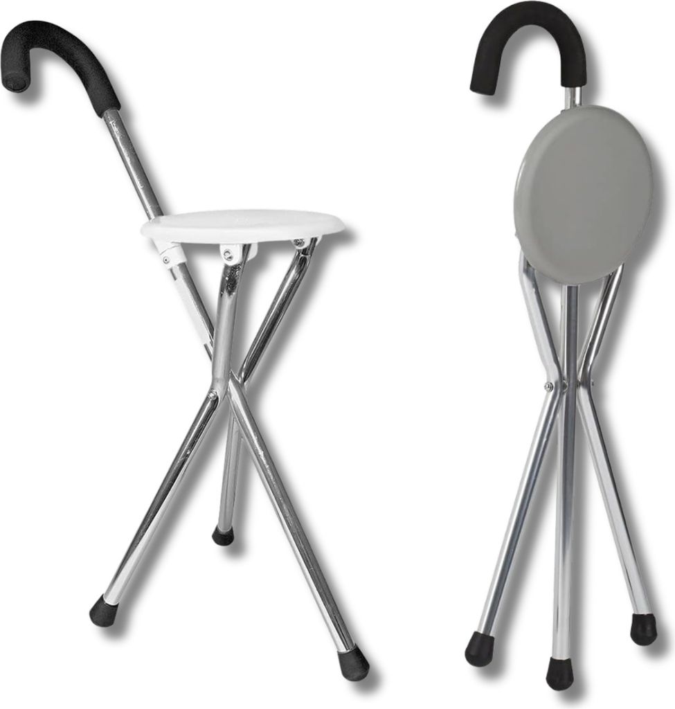 Gehstock mit Sitzfläche / leichter Sitzstock aus Aluminium Produktbild 