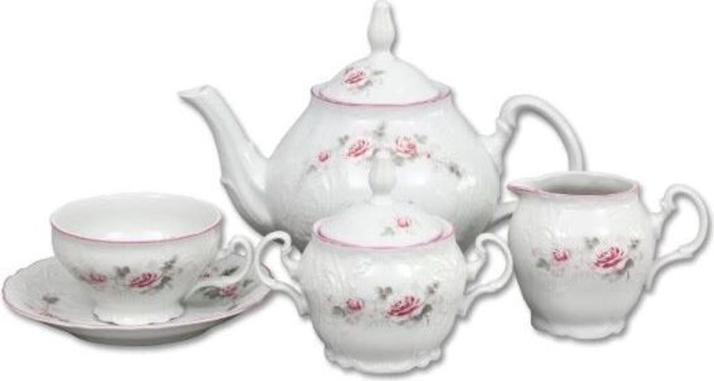 Teeservice, tschechisches Porzellan, Bernadotte, Rose, rosa Produktbild 