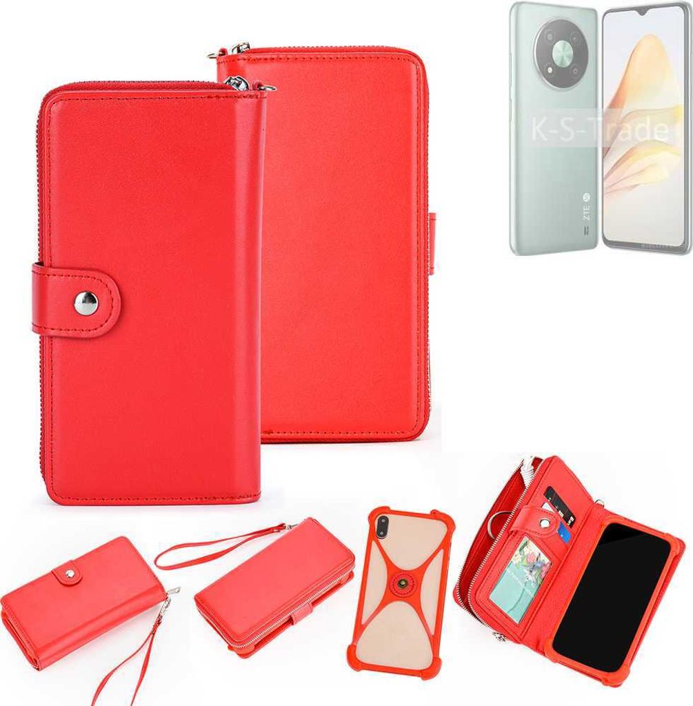 K-S-Trade 2in1 Schutzhülle Portemonnee Handyhülle mit Bumper kompatibel mit ZTE XiaoXian 50 Hülle Case Etui Geldbörse Smartphone rot (1x)