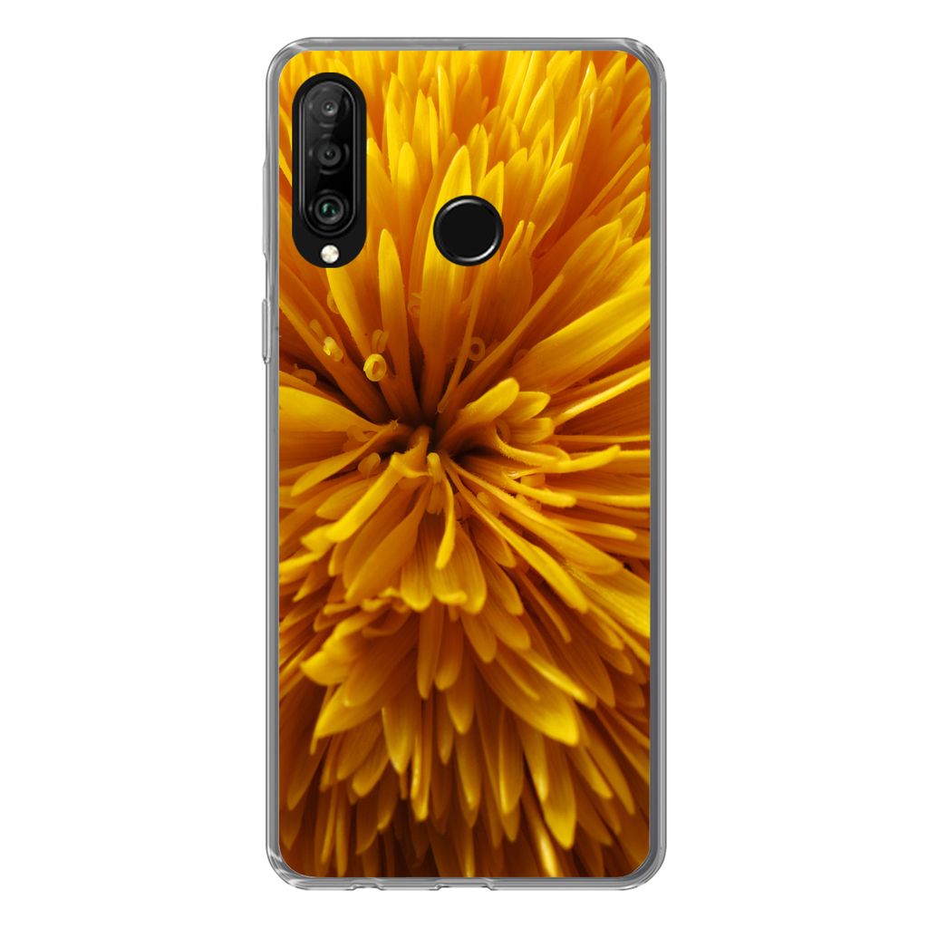 MuchoWow Handyhülle Schutzhülle Hülle für Huawei P30 Lite Löwenzahn - Gelb - Abstrakt Silikon Softcase Handy Hülle - Handyhülle