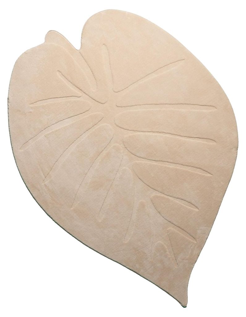 Waschbarer Kinderteppich – Coco Blatt Beige Produktbild 