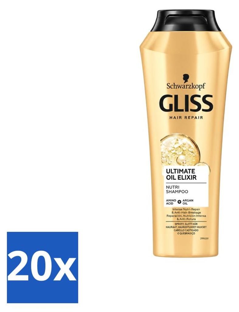 20 x Gliss Kur Ultimate Oil Elixir Shampoo - 250 ml - Productafbeelding 