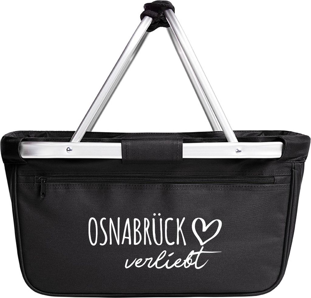 Huuraa Einkaufskorb Osnabrück verliebt 20 Liter Black faltbarer Tragekorb Geschenkidee