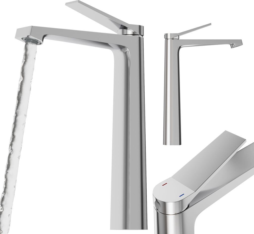 Waschbecken Mischbatterie Silber Hoch Bad Messing Chrom Hahn Selva